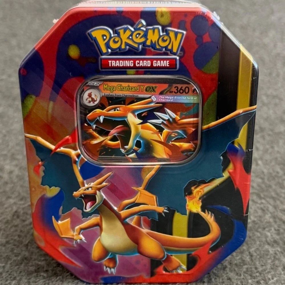Pokemon TCG Mega Charizard Tin Mega Charizard Y ex Promo 4 Booster Packs Sealed